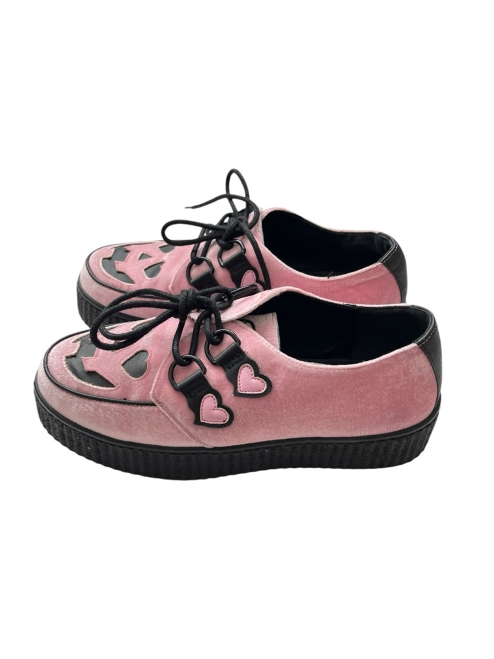 Strange Cvlt Jack O Lantern Face Velvet Platform Creepers Pink Size Women’s 10 - Picture 3 of 8